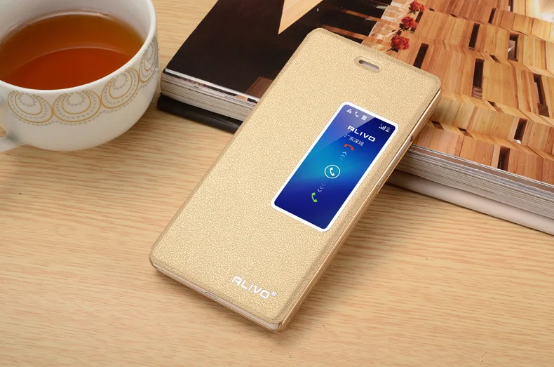 ALIVO из искусственной кожи чехол для huawei P7 чехол, Бизнес Серия из искусственной кожи+ PC С Одним Окном Бесплатный ответ флип чехол для huawei P7 чехол