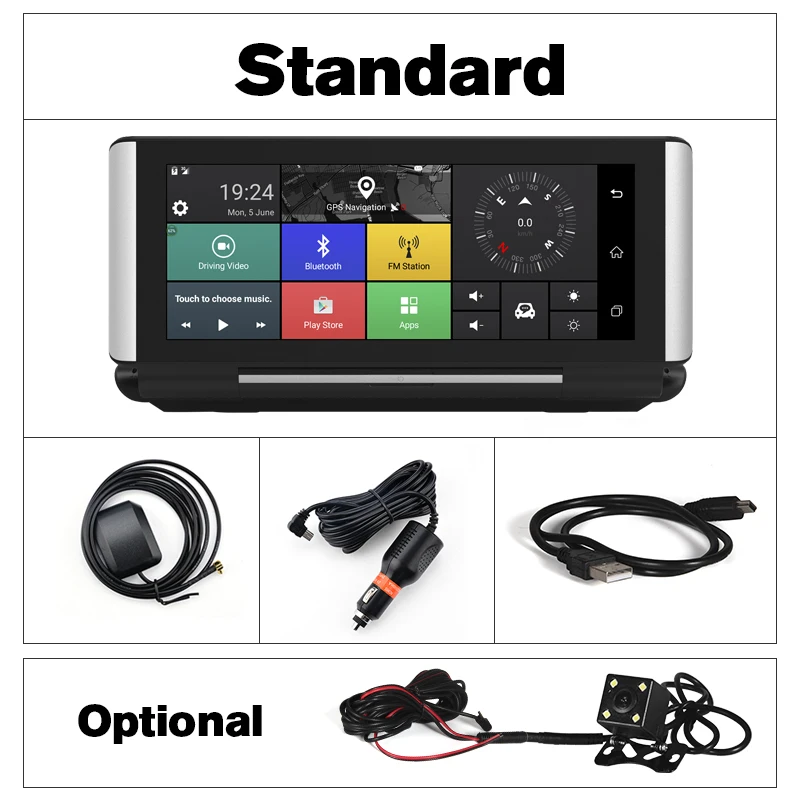 Keelead Автомобильные видеорегистраторы GPS 4G 6 86 &quotAndroid 5 1 Автомобильная камера WIFI 1080P