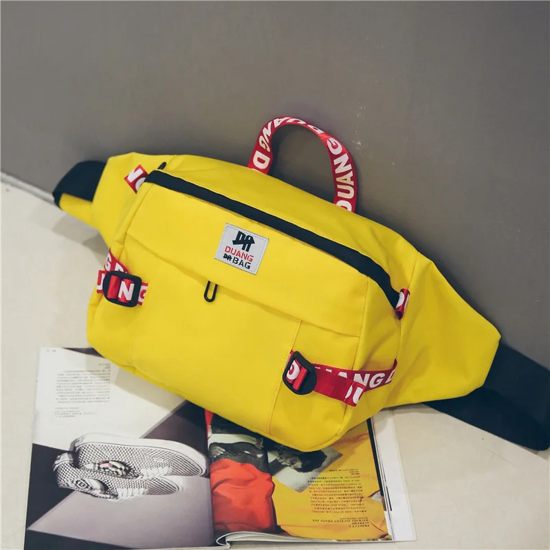 Yellow Waist pack Unisex Waist Bag Fanny Pack Large Capacity Chest Bags Bum Package Street Style Hip Hop Packs Solid Color Oxford Cloth Handbag - Цвет: Yellow Waist pack