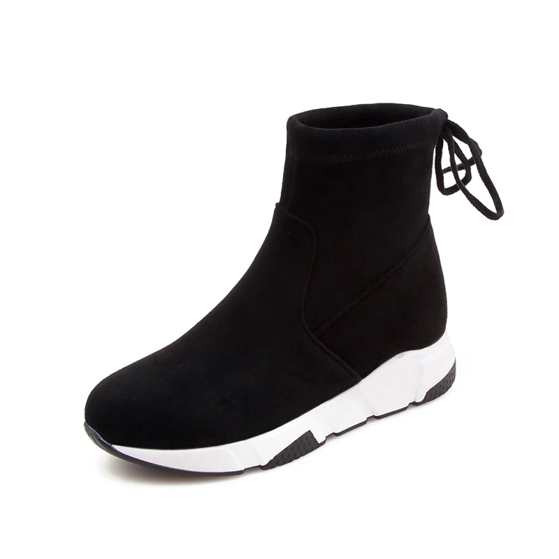 WETKISS/стрейч лайкра Для женщин ботинки на среднем каблуке круглый носок обувь