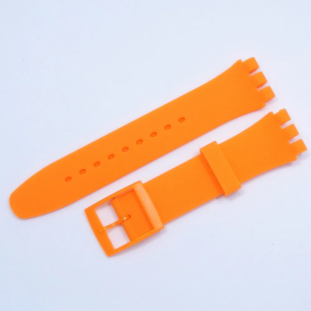Orange Резиновый силиконовый ремешок для наручных часов Swatch 16 мм 17 мм 19 мм 20 мм аксессуары для наручных часов - Цвет: Orange