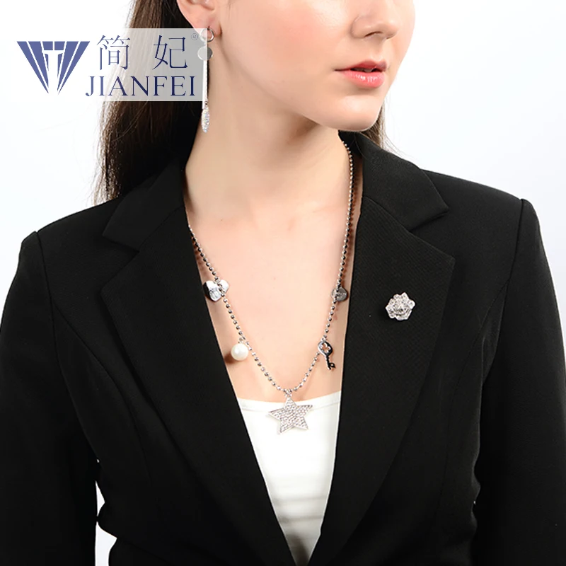 Star Shape Fashion elegant sweater chain long crystal snow pendant water drop accessories decoration necklace 6 | Украшения и