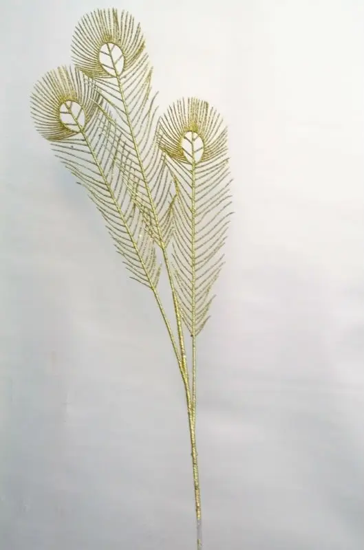 Рождественские украшения/длинные 3 листа искусственные с блестками лист перьев