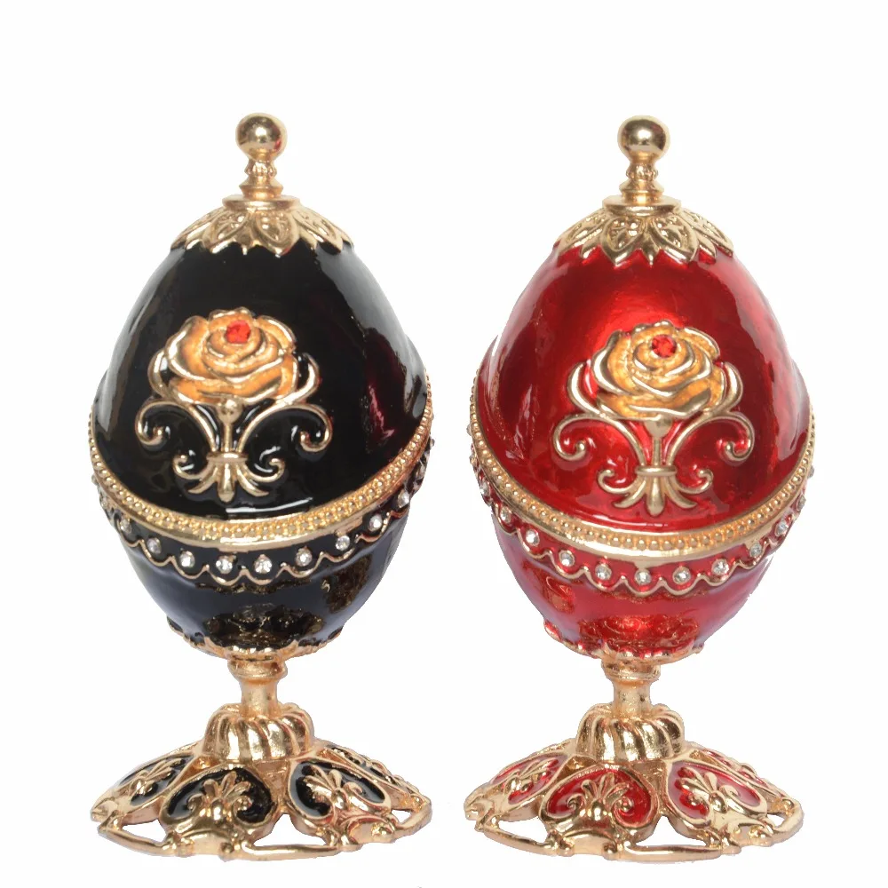 Роза Faberge яйцо брелок ювелирные изделия свадебное кольцо коробка Новинка подарки для нее домашний декор металлические фигурки