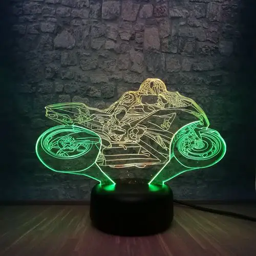 Motorcycle Новинка 3D лампа Mixcolor мотоцикл светодиодный ночной Светильник для создания уютной атмосферы RGB Освещение лампы прохладные украшения для детской/мальчики подарок на день рождения Детские игрушки - Испускаемый цвет: Motorcycle