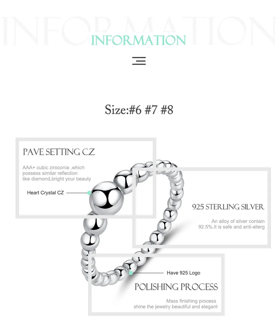 BELAWANG Authentic 925 Sterling Silver Stackable Round Geometric Finger Rings for Women Wedding Original Silver Jewelry