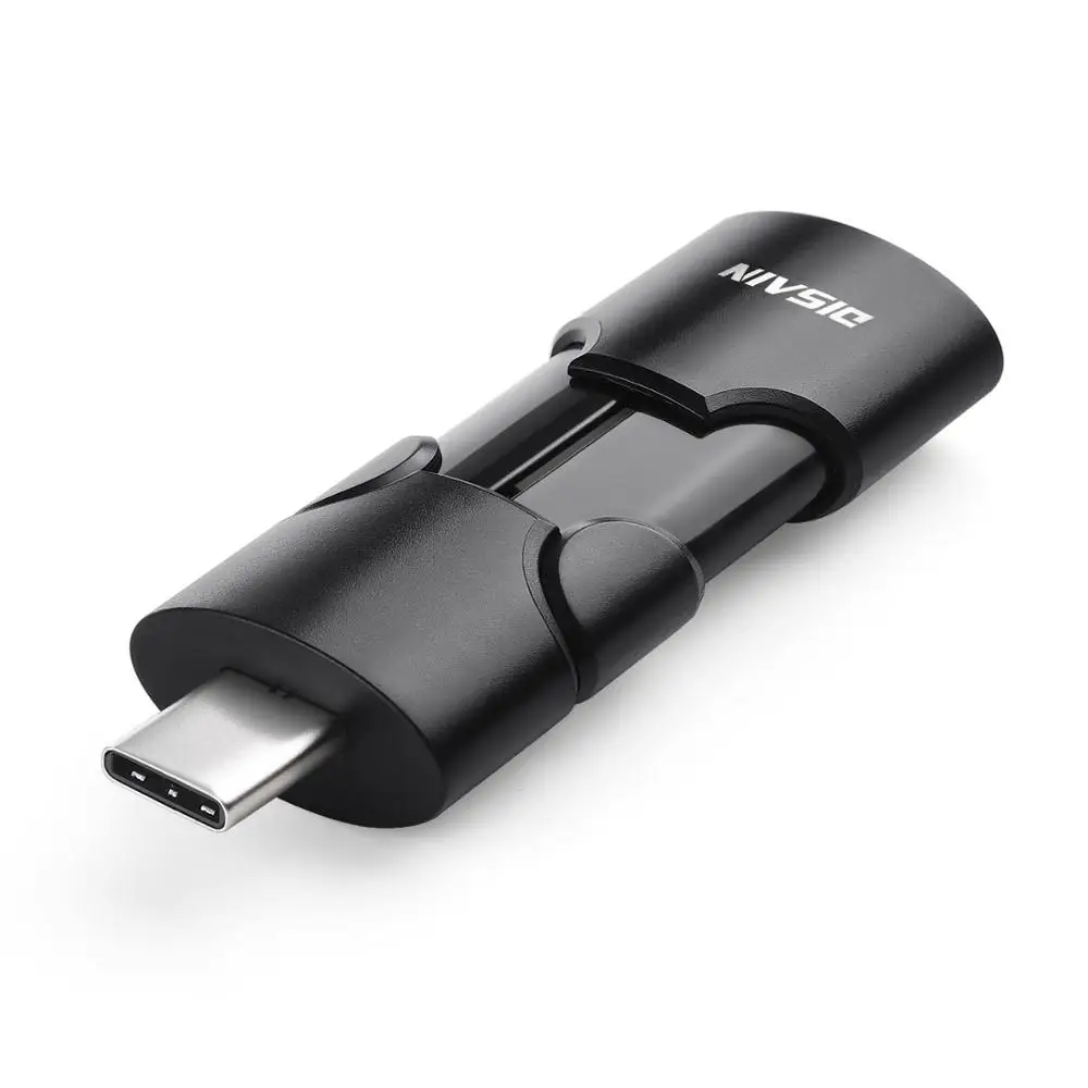 USB C двойной флэш-накопитель, DISAIN Тип C внешняя карта памяти USB 3,0 накопитель для Android, ПК, смартфона, Macbook - Цвет: Черный