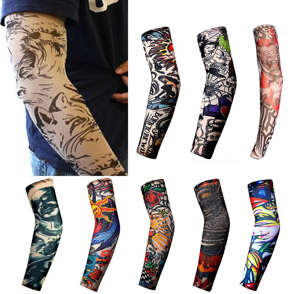 Модная Татуировка Arm наколенник для защиты от солнца во время езды на велосипеде