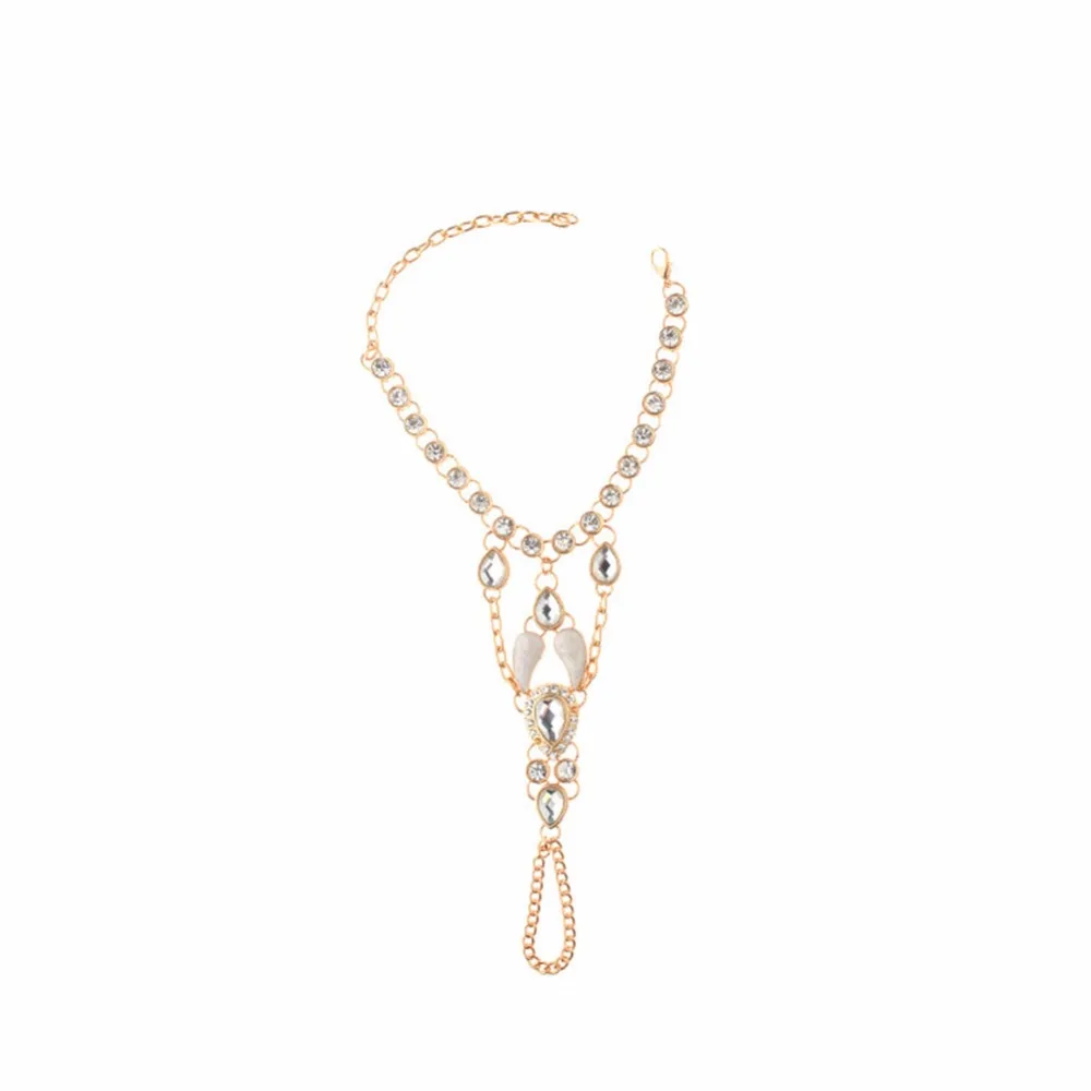 1 шт. Ретро Кристалл стразы ручная цепочка панк капля воды жгут браслет звено раба