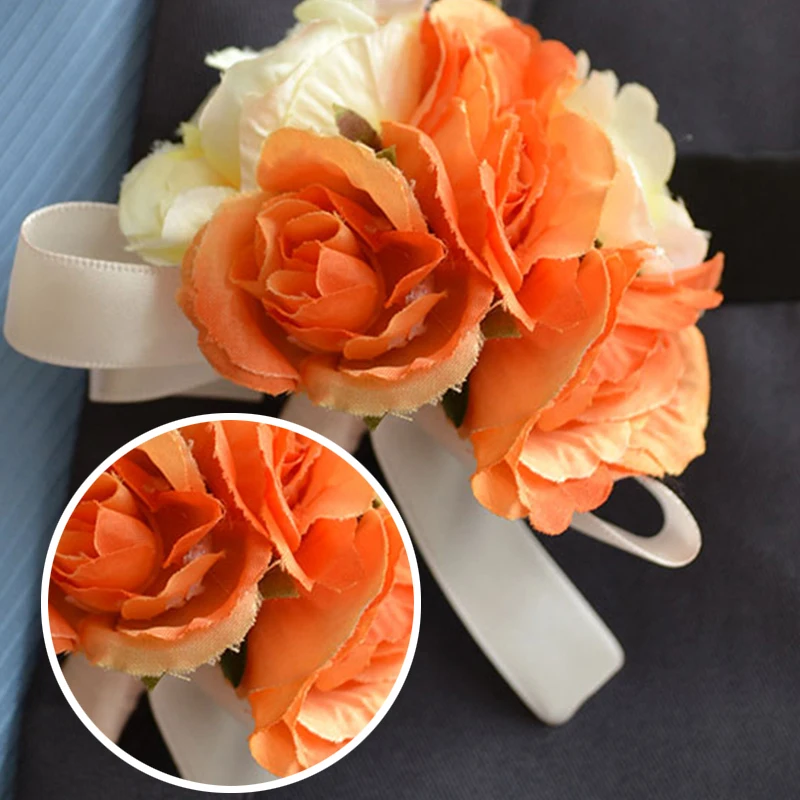 Ткань для выпускного роза цветок на запястье вечерние свадебная бутоньерка ярко