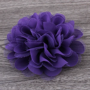 purple 120 шт/партия 4," 20 цветов пушистые шифоновые сетчатые кружевные цветы для детей аксессуары для волос Цветы из искусственной ткани для повязки на голову - Цвет: purple