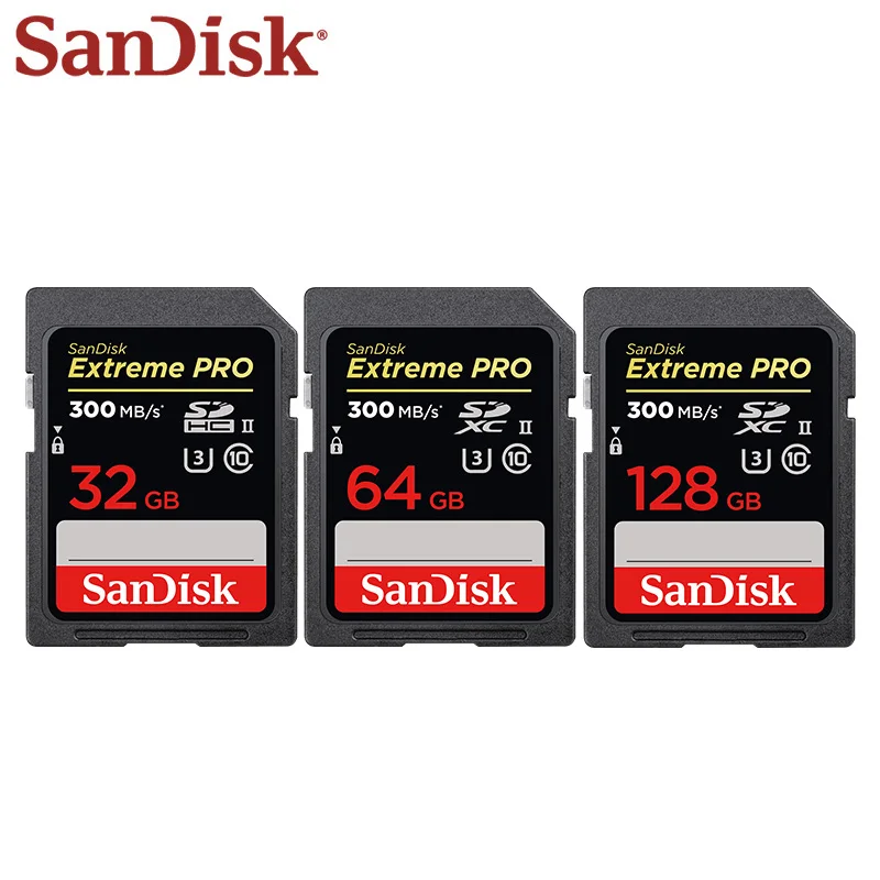 Карта памяти SanDisk SD 100% оригинал 128 ГБ 64 32 до 300 м/с класс 10 U3 UHS II Extreme Pro для
