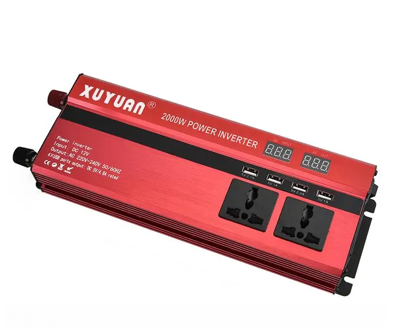 

New 2000W Car LED Power Inverter Converter DC 12V To AC 220V 4 USB Ports Charger