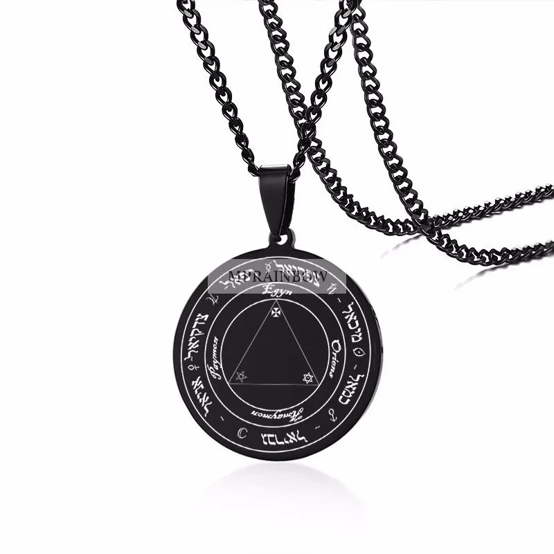 style12 Персонализированные лазерная Нержавеющая сталь, sigil of Lucifer Бафомет кулон Цепочки и ожерелья сатанизма Соломоновых Островов Viking ювелирные изделия - Окраска металла: style12