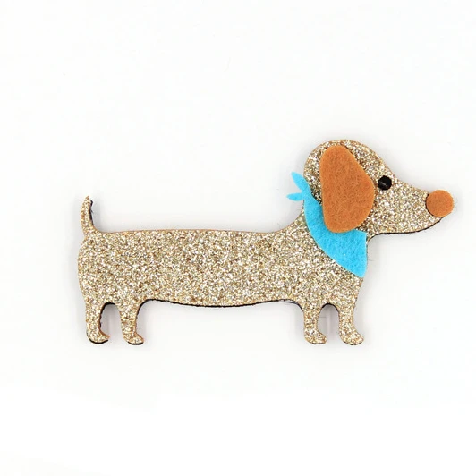Блеск собака Фетр/GlitterApplique плоской задней войлочные аппликации для DIY ремесла - Цвет: beige