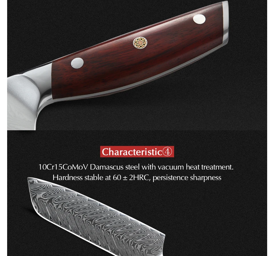 XINZUO бренд 7 дюймов Santoku ножи Дамаска VG10 стальные ножи Палисандр Ручка японский стиль кухня приготовления резные шеф-повара нож