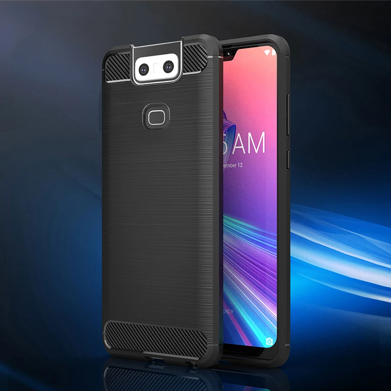 Чехол из ТПУ для ASUS Zenfone 6 ZS630KL противоударный мягкий чехол углеродного волокна