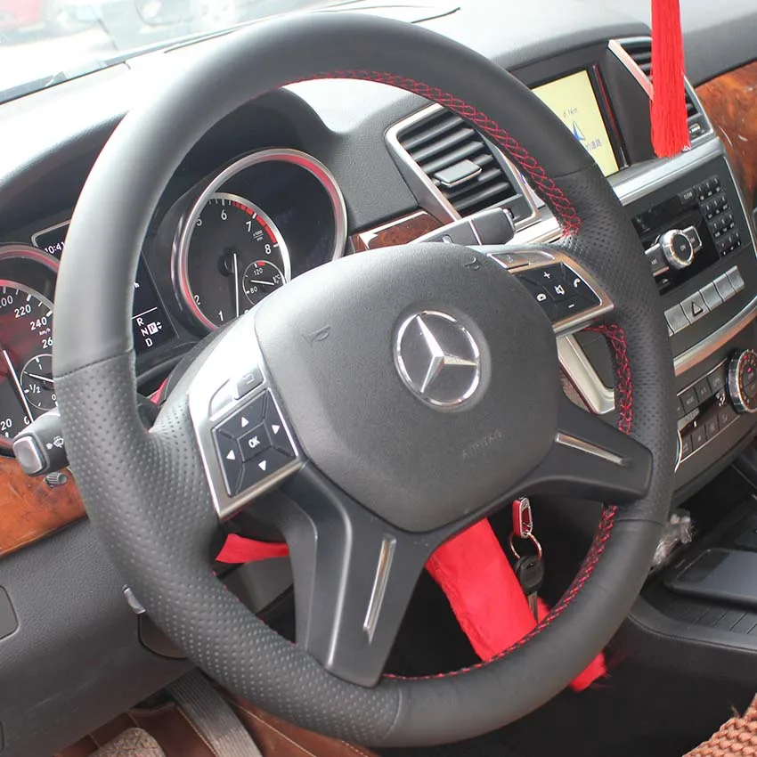 Чехол для Benz GL350 ML350 E260 G500 2013 Mercedes-benz, рулевого колеса крышка поделки из натуральной кожи чехлы для рулевого колеса автомобиля-Стайлинг