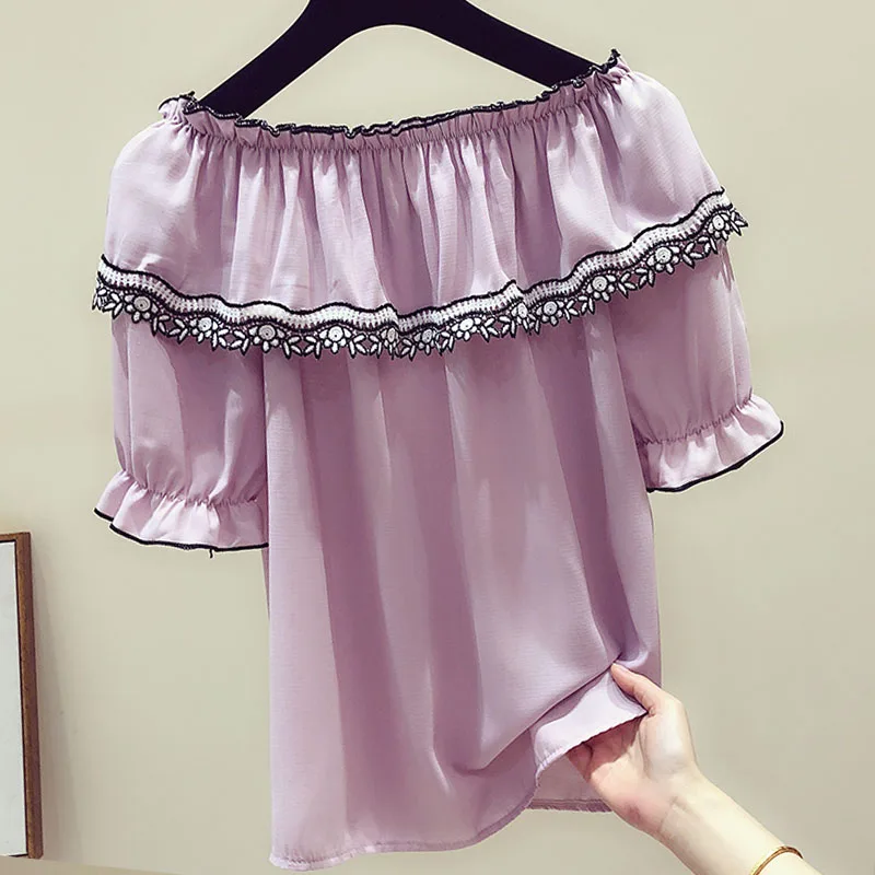 Korean Fashion Clothing 2021 Ladies Tops Shirt Of Women Solid Slash Neck Shirts White Blouse Off Shoulder Top 3510 50 | Женская одежда