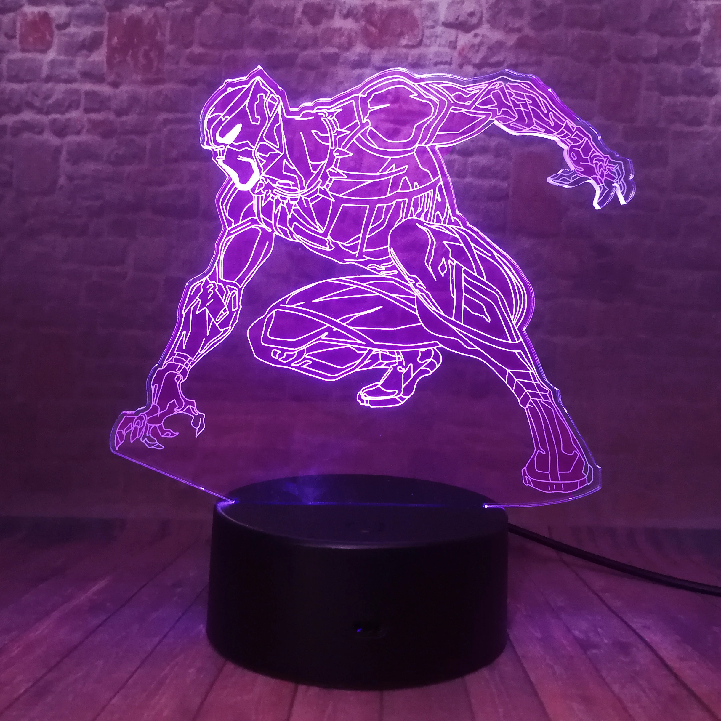 Фигурки черной Пантеры Мстителей 3D иллюзия ночник LED 7 цветов настольная лампа