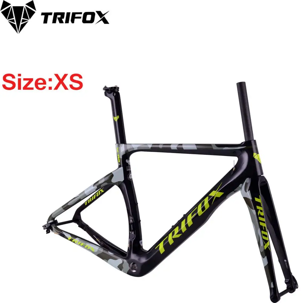 light green-XS TRIFOX карбоновая рама Di2 Дисковая тормозная рама велосипедная Рама карбоновые рамы можно настроить - Цвет: light green-XS
