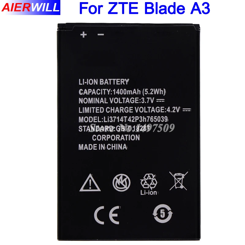 Аккумулятор LI3714T42P3H765039 1400 мАч для ZTE Blade A3 T220 AF3 T221 A5 AF5 высокое качество|battery for|battery