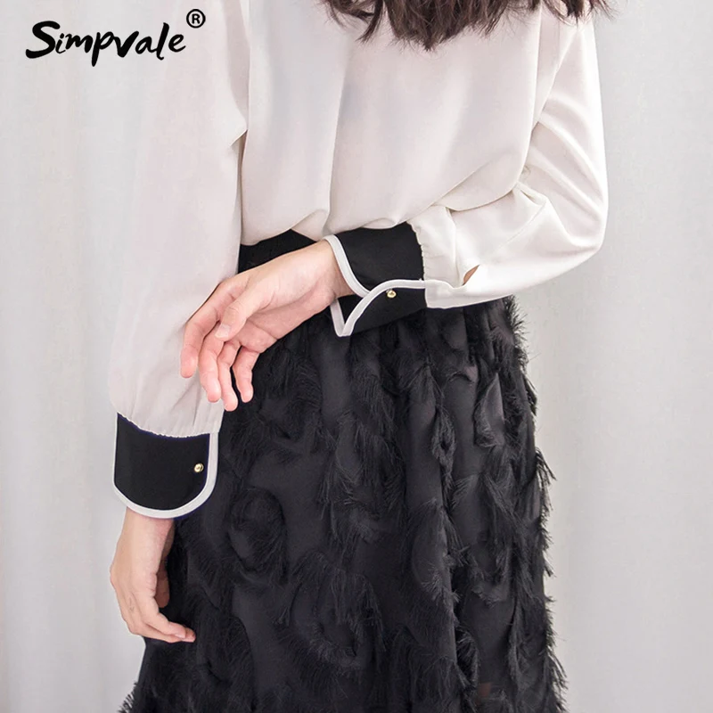 SIMPVALE/юбка в стиле пэчворк с перьями и кисточками Женская эластичная Юбка-миди
