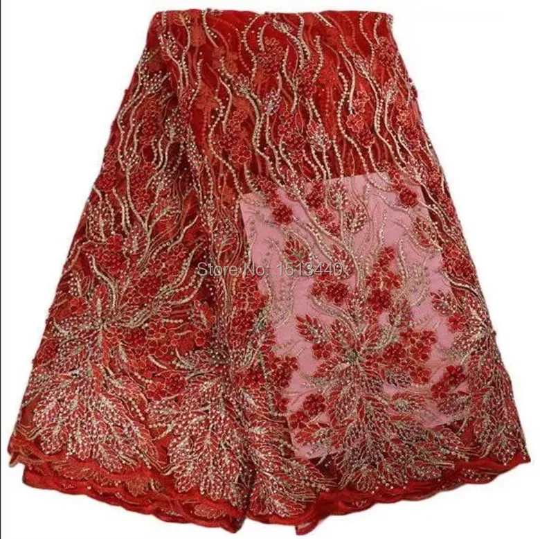 (5 yards/lot) N8FA25 High quality African net lace fabric with stones pretty guipure French beads tulle | Дом и сад