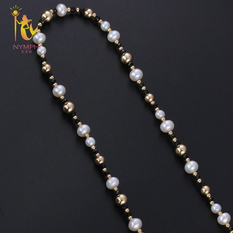 [NYMPH] длинное жемчужное ожерелье хорошее ювелирное изделие натуральный жемчуг