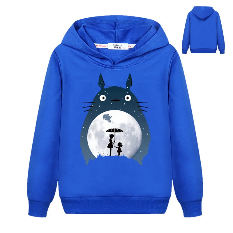 Новая Милая Толстовка totoro для мальчиков, повседневные топы с 3D рисунком в стиле Харадзюку, пуловер с капюшоном для девочек, одежда для студентов - Цвет: Blue