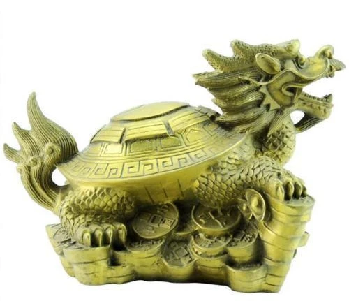 Китайский Фэншуй Чистая Бронзовый для богатства с юаньбао монетами дракон