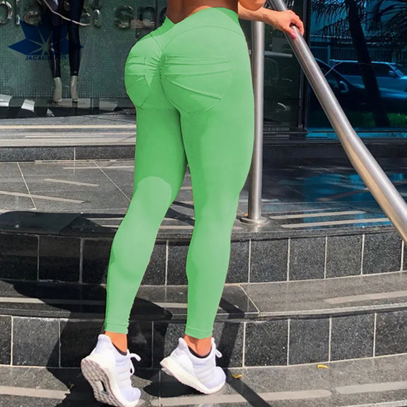 JACALINTERO Gothic Jeggings Fitness Pants Trousers High Waist Women Sexy Pocket Scrunch Butt Push Up Workout Leggings | Женская одежда