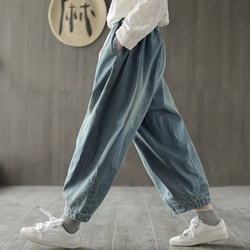 Женские брюки с широкими штанинами джинсовая одежда большого размера брюк 2019