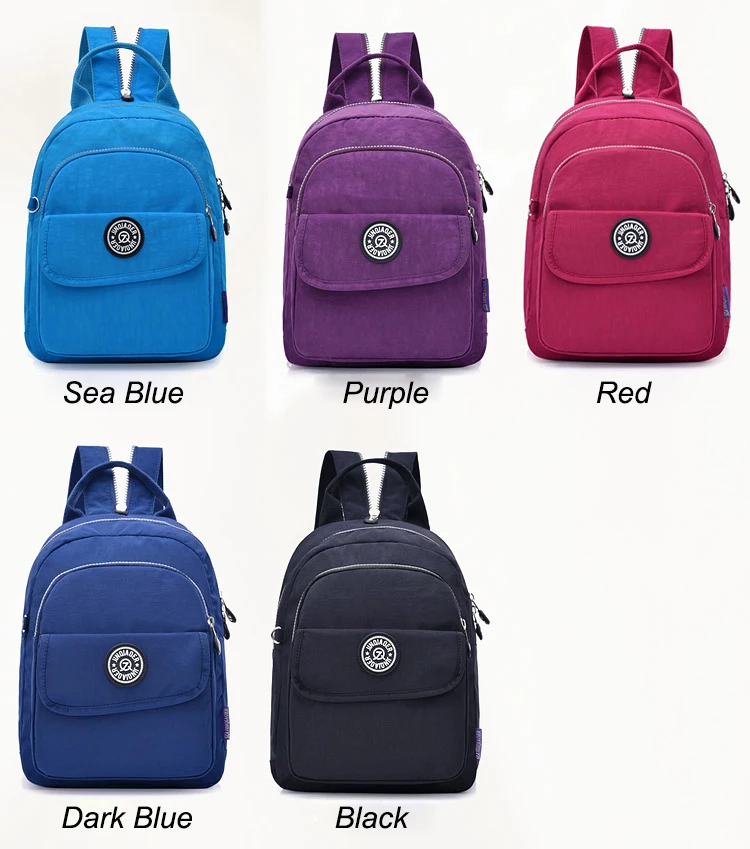 Модный маленький женский рюкзак mochila feminina, Одноцветный нейлоновый светильник для женщин