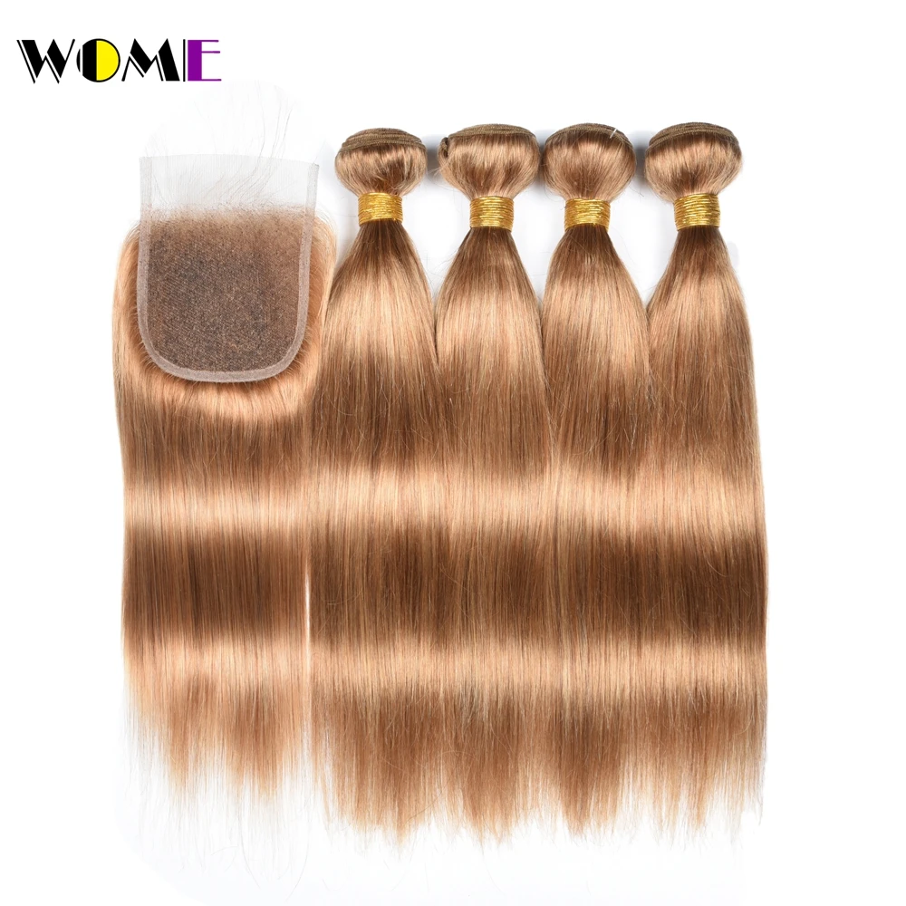 Wome прямые волосы с закрытием удлиненные de Cabello медовые светлые пучки не Реми