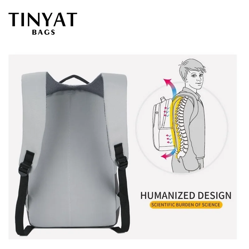 Школьный рюкзак TINYAT для подростков мужской ноутбука 15 дюймов Женский Мужской