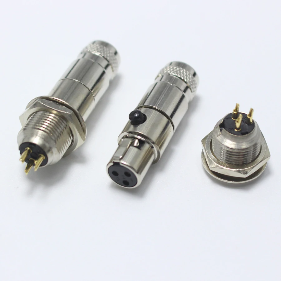 1 пара мини XLR 3-контактный штекер + гнездовой разъем маленькая металлическая 3 P