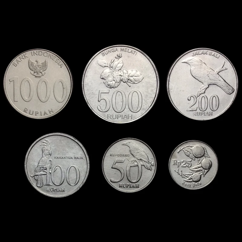 Индонезийская монета набор 6 шт UNC коллекция монет не монеты иностранных