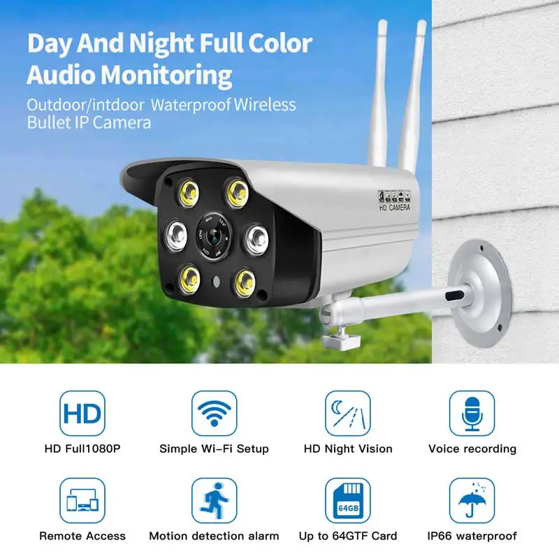 Ourdoor ip-камера ONVIF 1080 P Водонепроницаемая Wifi камера видеонаблюдения Система видеонаблюдения полноцветная Запись голоса ночного видения