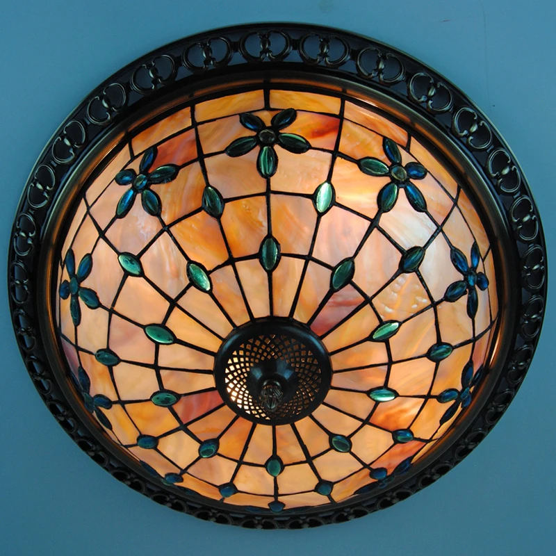 20 дюймов Ретро Тиффани цветок витражный корпус заподлицо лампа E26/E27 Европейский