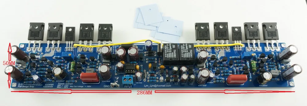 

Professional version L50 500W 8 ohm Full bridge mono preamplifier and power amplifier integrated AMP finished board pg