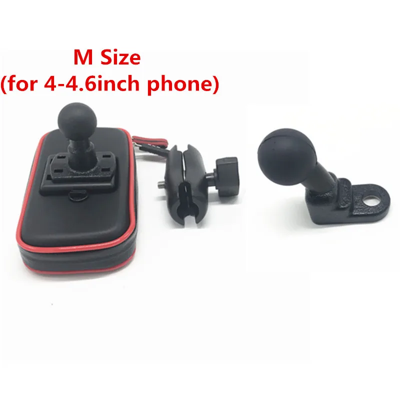 4in1 kit Водонепроницаемый чехол на молнии с 1 дюймовым шаром+ 6,5 см двойной разъем для 1-дюймовых шаровых цоколей+ крепление заднего зеркала для смартфонов - Цвет: 4in1 kit