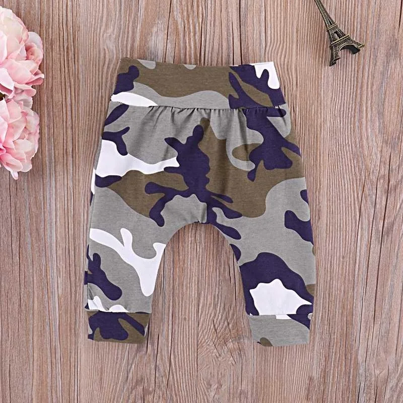 Newborn Infant Baby Boy Clothes Letter Romper Tops+Camo Pants+Hat Outfit Set Kids 3pcs Clothin |