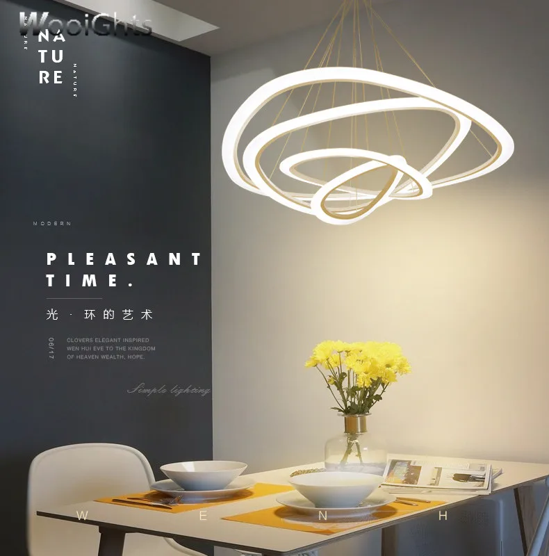 Wooights Circel Rings Modern led ceiling Chandelier lights for living room Dining Room White Dec AC85-265V Ceiling | Лампы и освещение