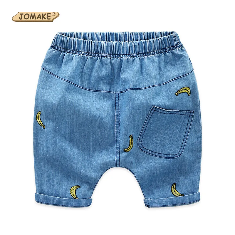 Джинсы для мальчиков летние стильные штаны с рисунком банана милый костюм детей