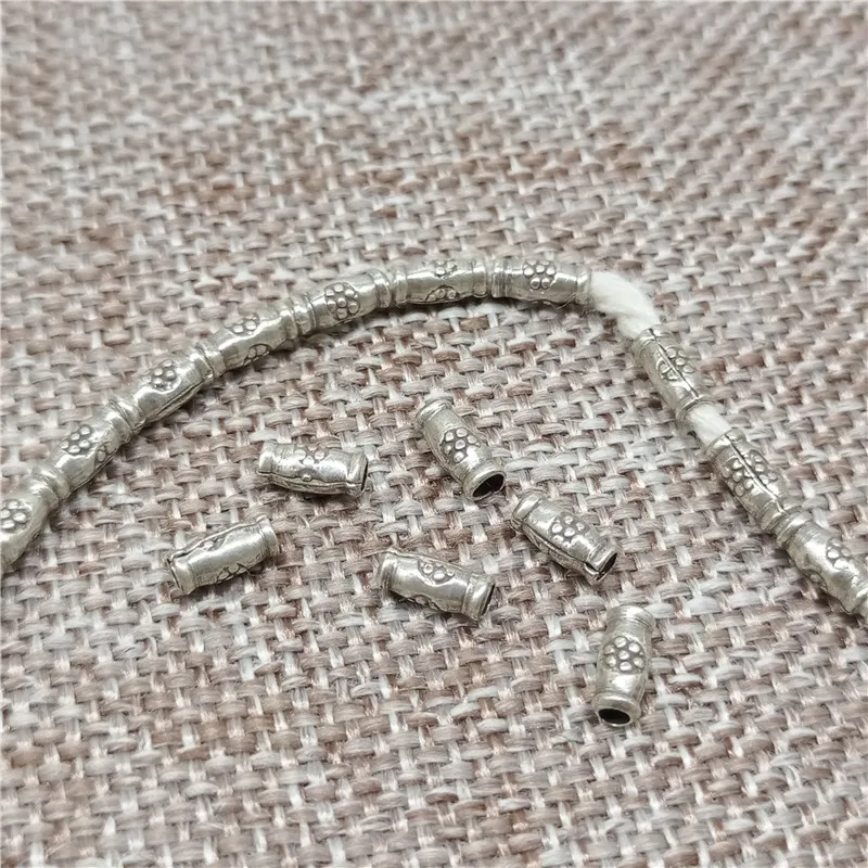 

Karen Hill Tribe Silver Small Tube Beads with Imprint for Bracelet Necklace