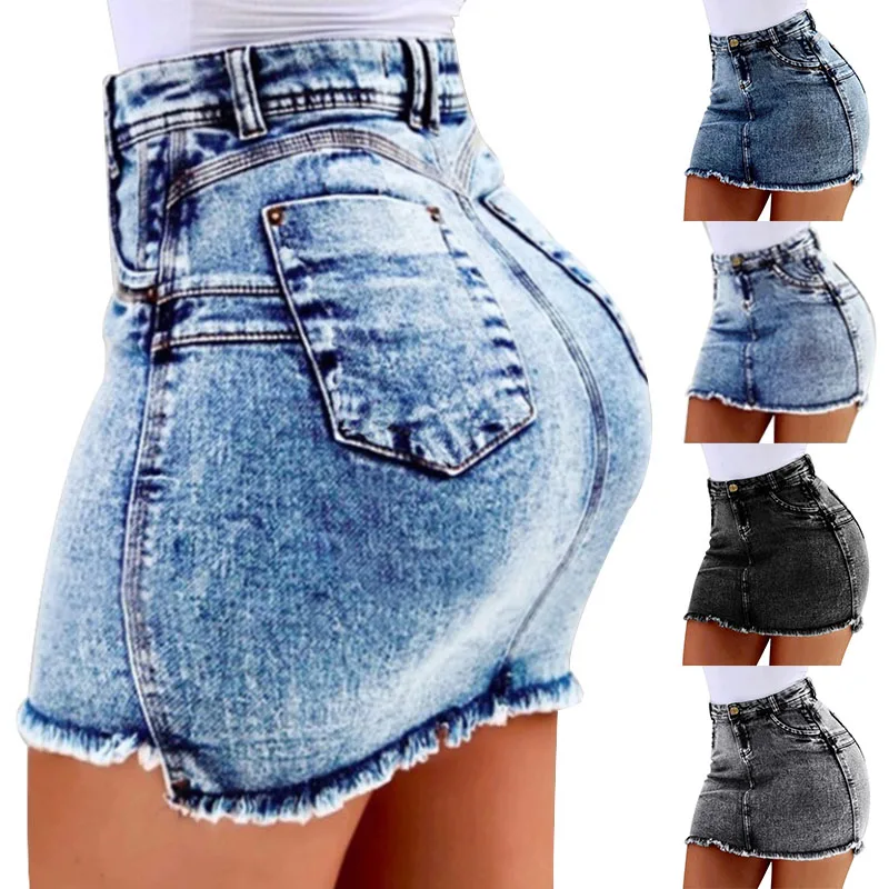 Женская моющаяся кисточка сексуальная сумка бедра юбка Джинсовая лето Короткие