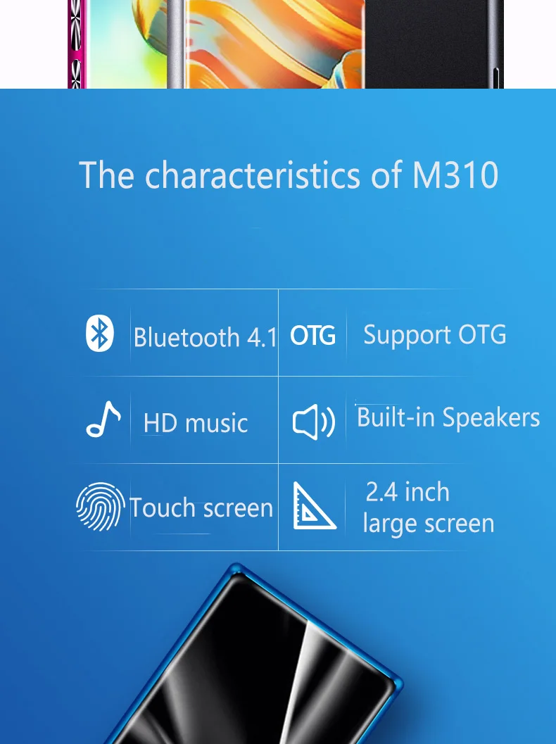 Импортный цветной экран 2,4 дюйма Bluetooth 4,0 mp4 плеер Поддержка записи FM радио динамик медиа MP4 видео плеер