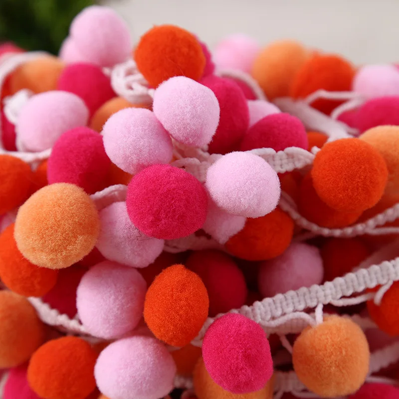 10 ярдов Радуга Pom pom кружевная отделка мяч швейная одежда аксессуары бахрома Лента отделка помпоны DIY ремесла для свадебного декора