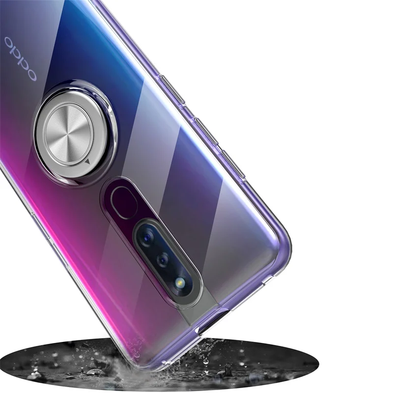 Чехол для OPPO F11 Pro прозрачный автомобильный держатель с кольцом на палец Мягкий